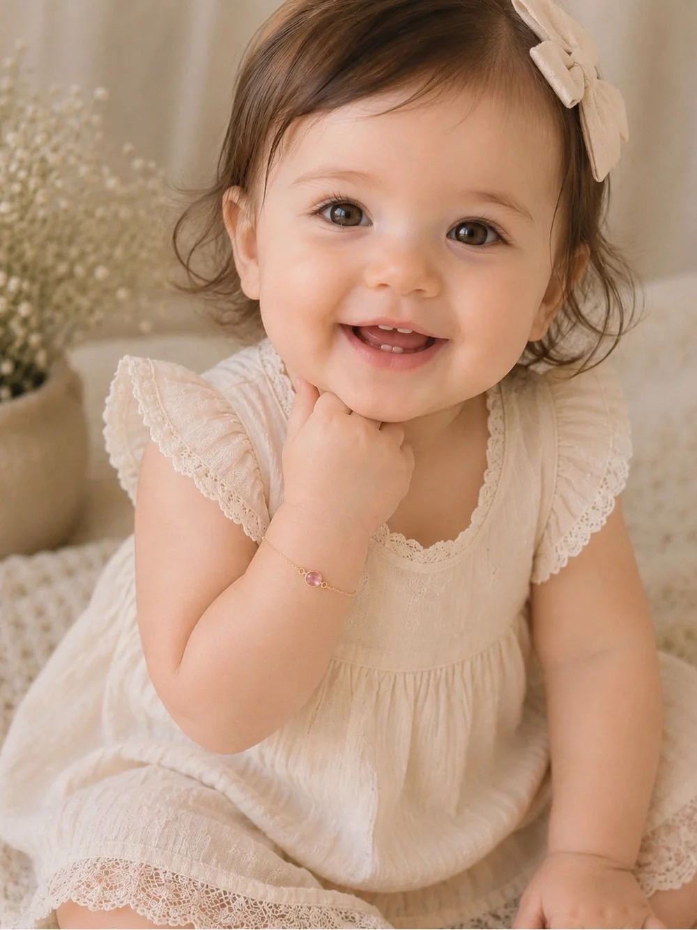 Gold Filled Pink Tourmaline Baby & Child Bracelet – Handmade
